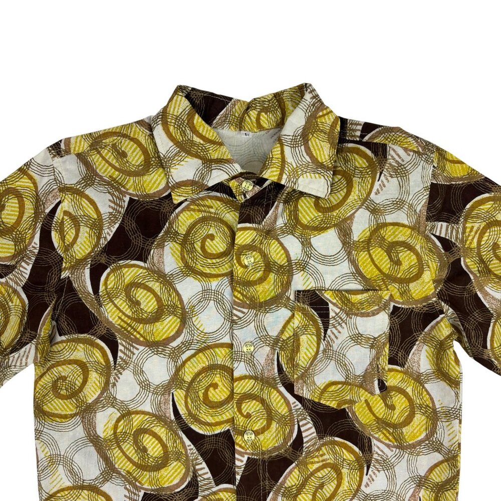 Joules Polo Retro Shirt Mens Size XS Gold Metallic Swirls Print Cotton - Picture 3 of 11